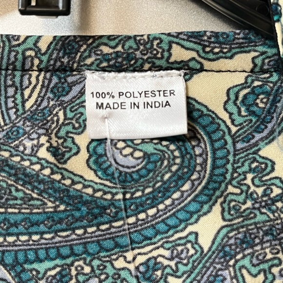 India Collection Summer Dress Green Paisley Size L/XL With Detached Belt New - Picture 6 of 9